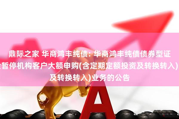 鼎际之家 华商鸿丰纯债: 华商鸿丰纯债债券型证券投资基金暂停机构客户大额申购(含定期定额投资及转换转入)业务的公告
